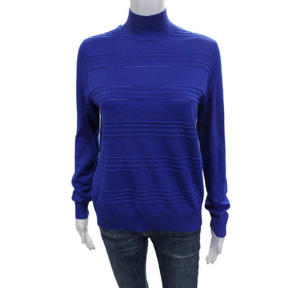 Love Scarlett Womens Blue Mock Neck Pullover Sweater Long Sleeve Size M